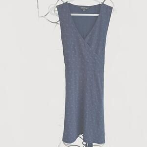 Toad&Co Women's Blue Floral Sleeveless A-Line Faux Wrap Mini Dress - Size M